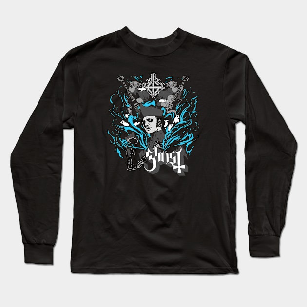 Ghost Retro Dark Grey Long Sleeve T-Shirt by Punk Fashion